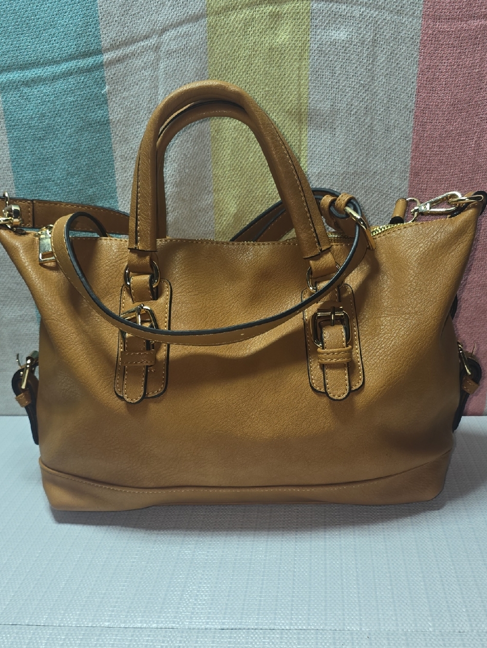 Urban Expressions Faux Tan Leather Handbag With Shoulder Strap